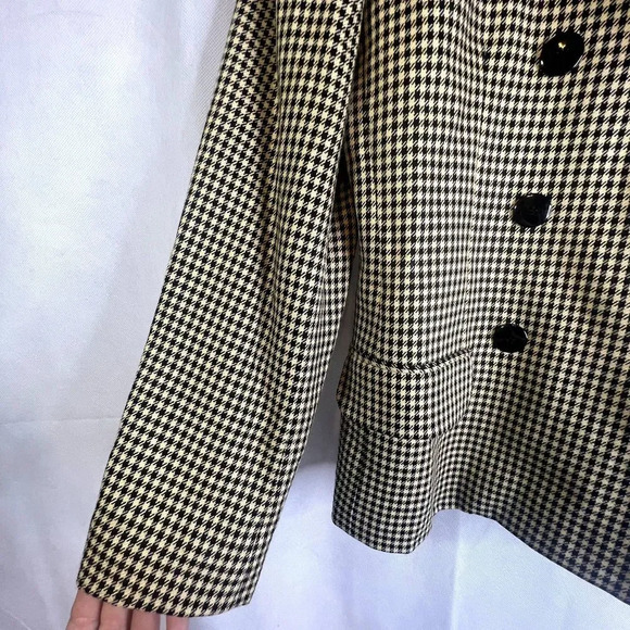 Rena Rowan for Saville Houndstooth Wool Blend Double Breasted Blazer Size 4 - Picture 5 of 10